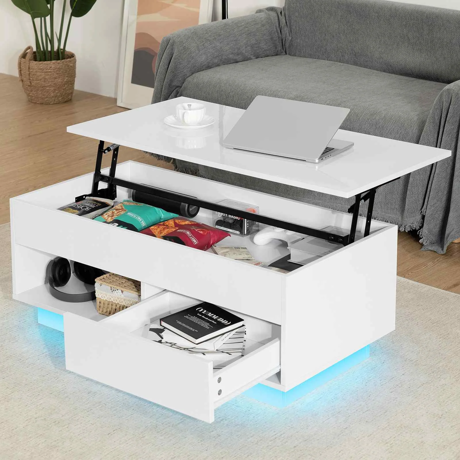 LED Lift Coffee Table The Ultimate Modern Furniture with Height Adjustment and Sleek Design for Home Decor and Entertaining