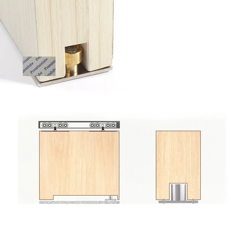 Floor Mount Sliding Wooden Door Guide Roller Retainer 2Pcs
