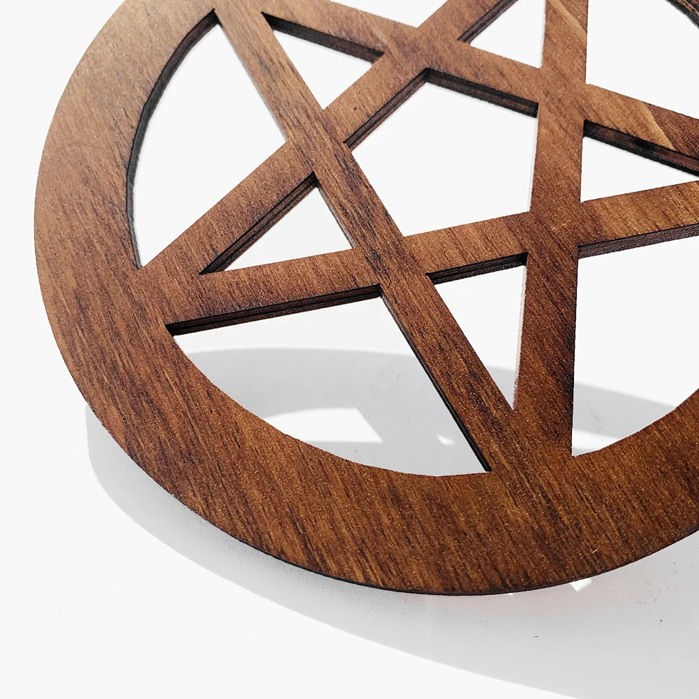 Ornament Crafts Wooden Figurine Crafts Resin Crafts 12CM Wooden Sacrificial Altar Pentagram Witchcraft Ceremonial Ornament Board