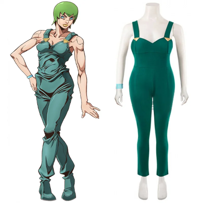 

Anime Foo Fighters Cosplay JoJo Bizarre Adventure Stone Ocean FF Cosplay Costume Jumpsuit Green Overalls Outfits for Women