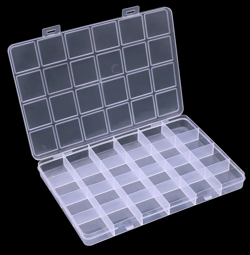 24 Compartments Plastic Box Case Jewelry Bead Storage Container