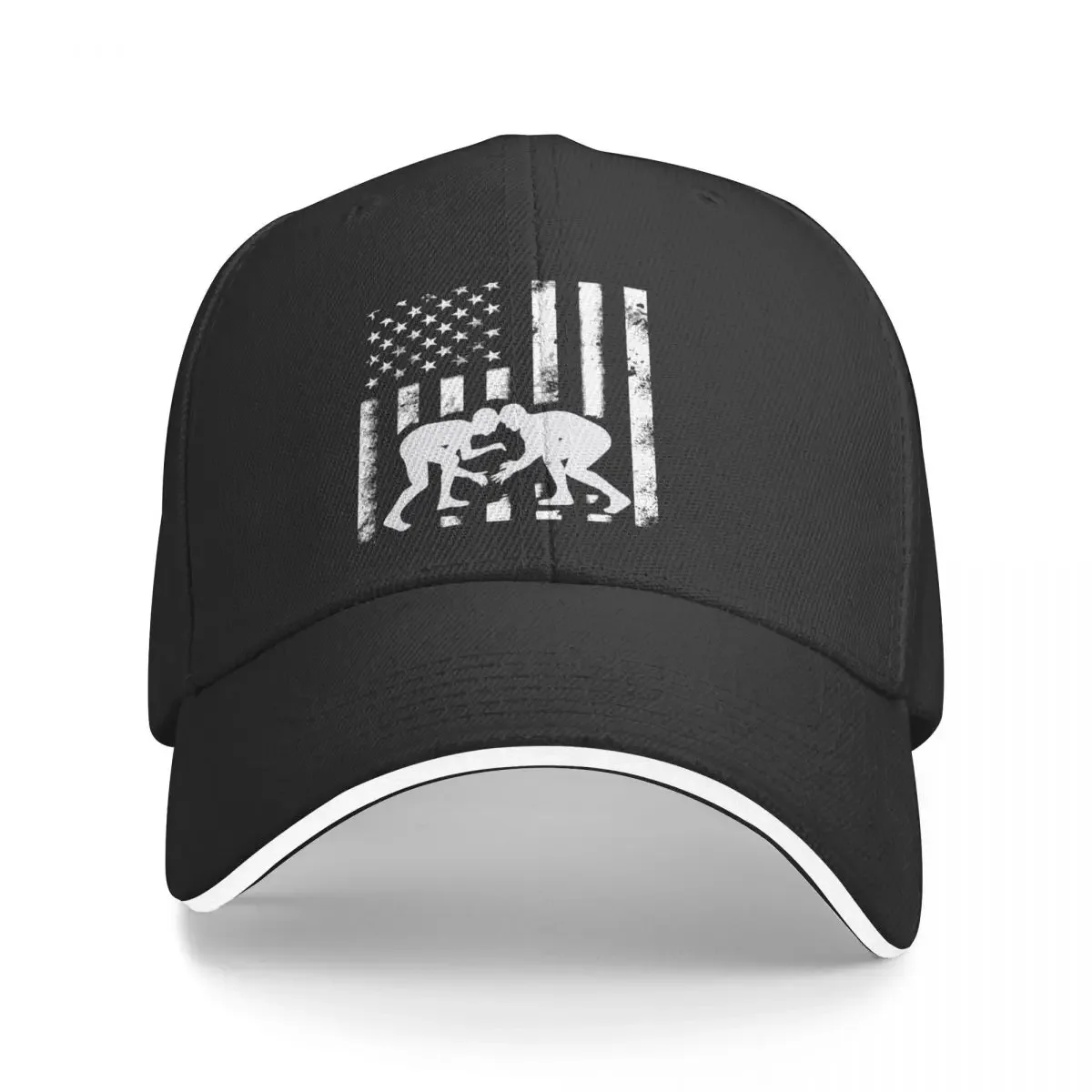 

American Flag Wrestling Distressed Wrestle Gift Tee Baseball Cap Snap Back Hat Golf Hat Baseball Men Women's
