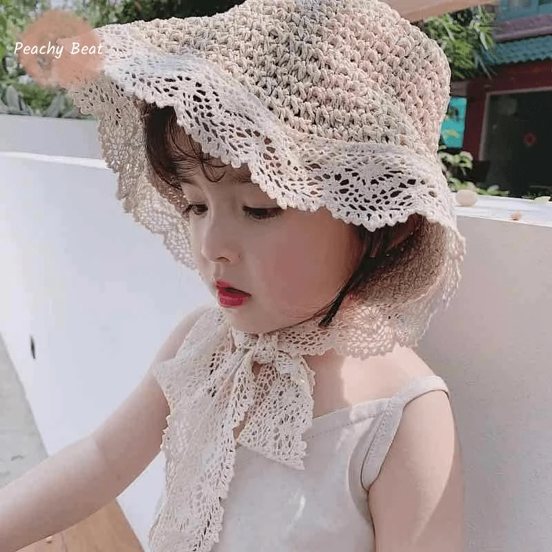 

Fashion Baby Girl Straw Hat Infant Toddler Child Lace Sun Hat Baby Bucket Hat Adult Women Fisherman Cap Outdoor Beach Cap Summer
