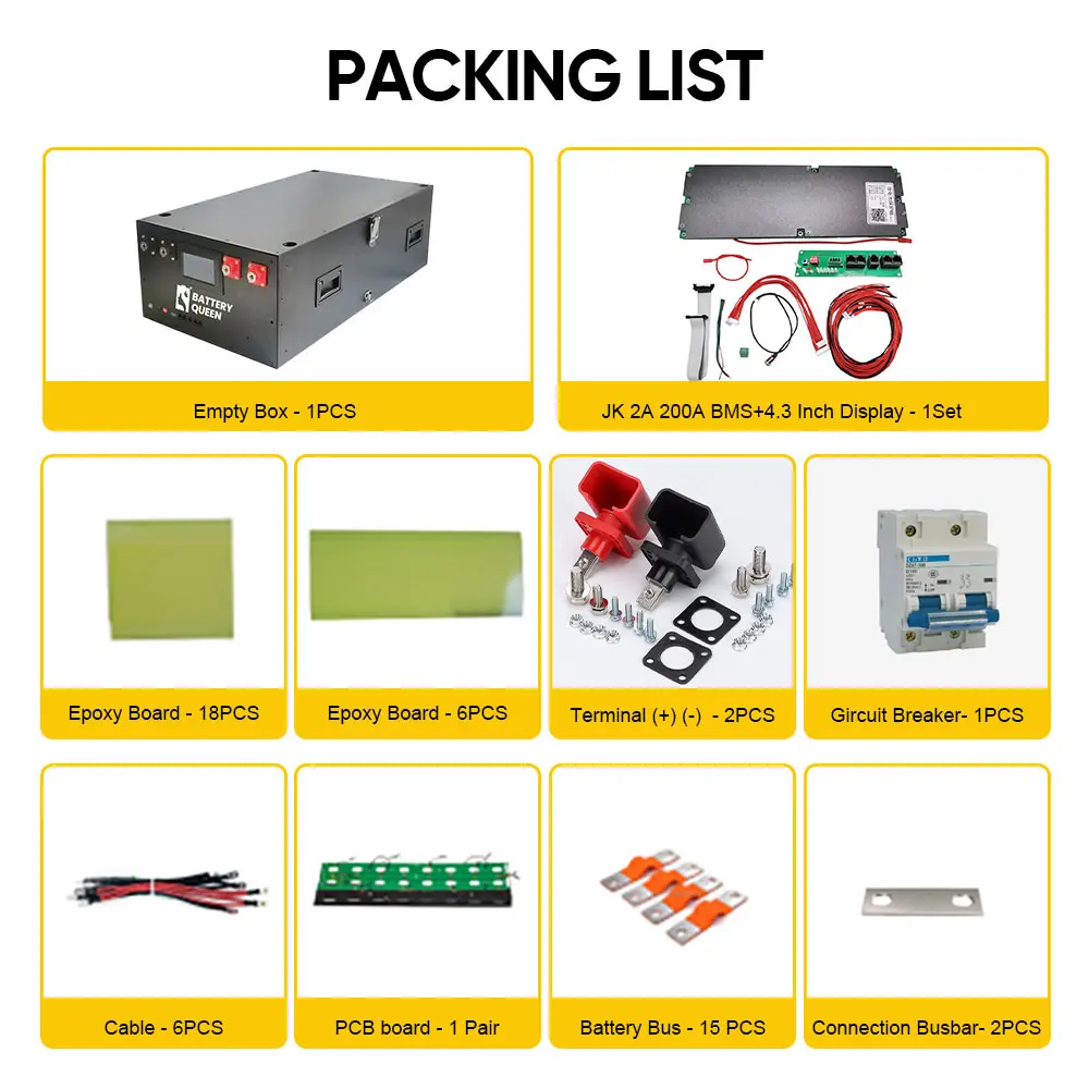 DIY 48V LiFePO4 배터리 박스 케이스 JK 16S 200A 스마트 BMS 51.2V DIY 키트 280ah BT LCD 2A 액티브 밸런서 New