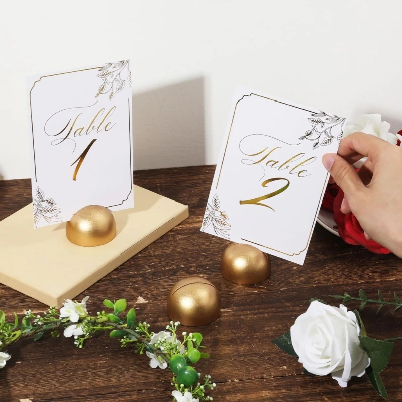 Set of 12pcs Gold Table Number Holders Round Place Card Stands for Parties
