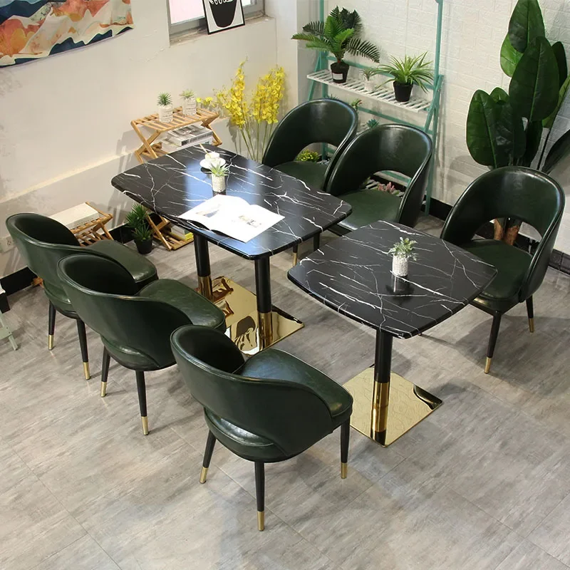 ~Restaurant dining table and chair combination, Nordic light luxury milk tea shop dining table, coffee shop table and chairs