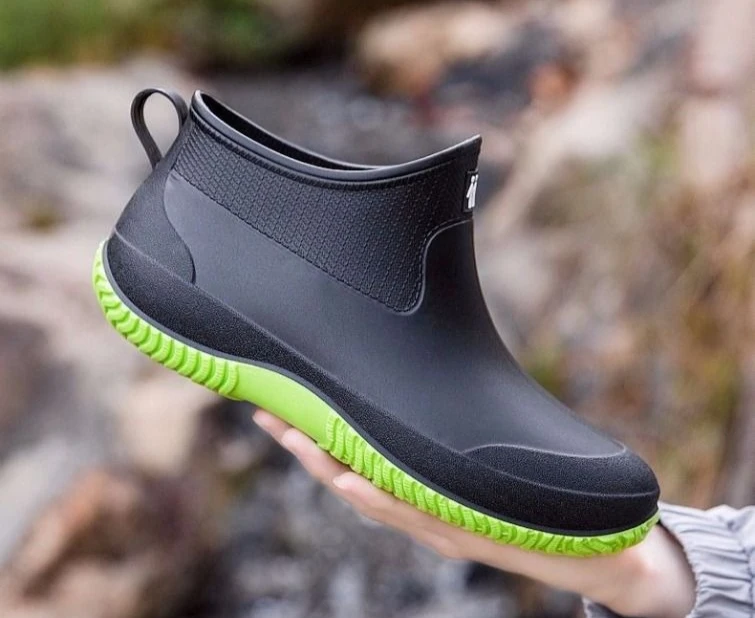 Men's Soft Rubber Rain Boots, Wide Toe, Slip Resistant, For Garden & Work_voghion.com