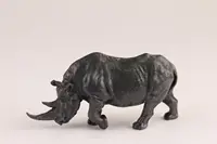 Rare Chinese copper rhino Figure statue collect bronze good stand table decor 2