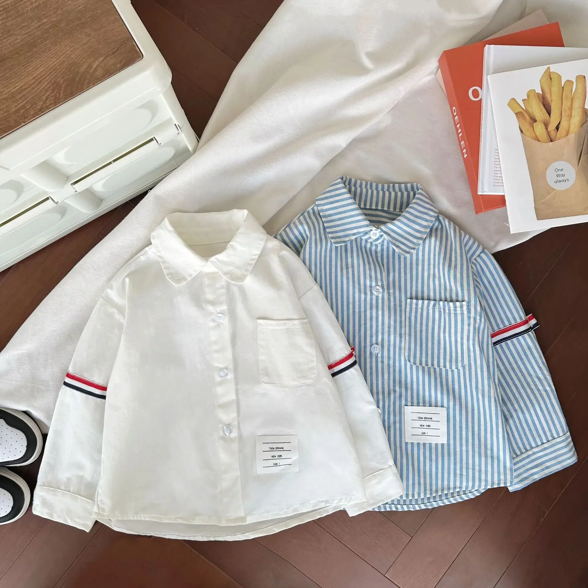 Spring Hot Sale Of The Season Children's Long Sleeve Striped Shirt Boys' Middle And Small Children Fashionable Shirt AE Stock Or