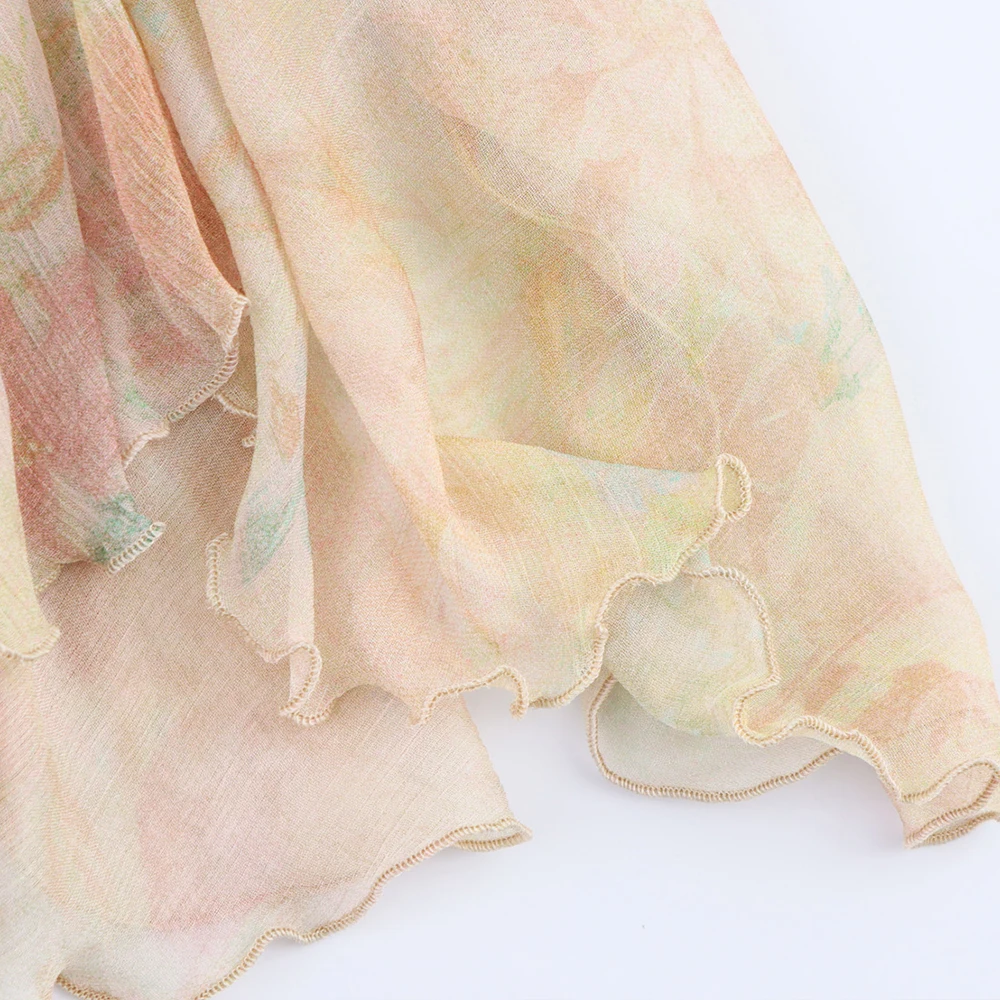 Women Summer Vintage Floral Printed Women Skirt Elegant Ruffle Hem Loose Irregular High Waist Midi Skirt Women Clothes 3694011 5