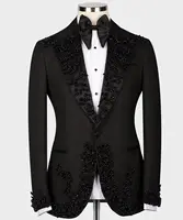 Party Beads Blazer Vest Men Suits Tuxedo Appliques One Button Peaked Lapel Formal Diamonds Beads Wedding Host Plus Size Tailored 1