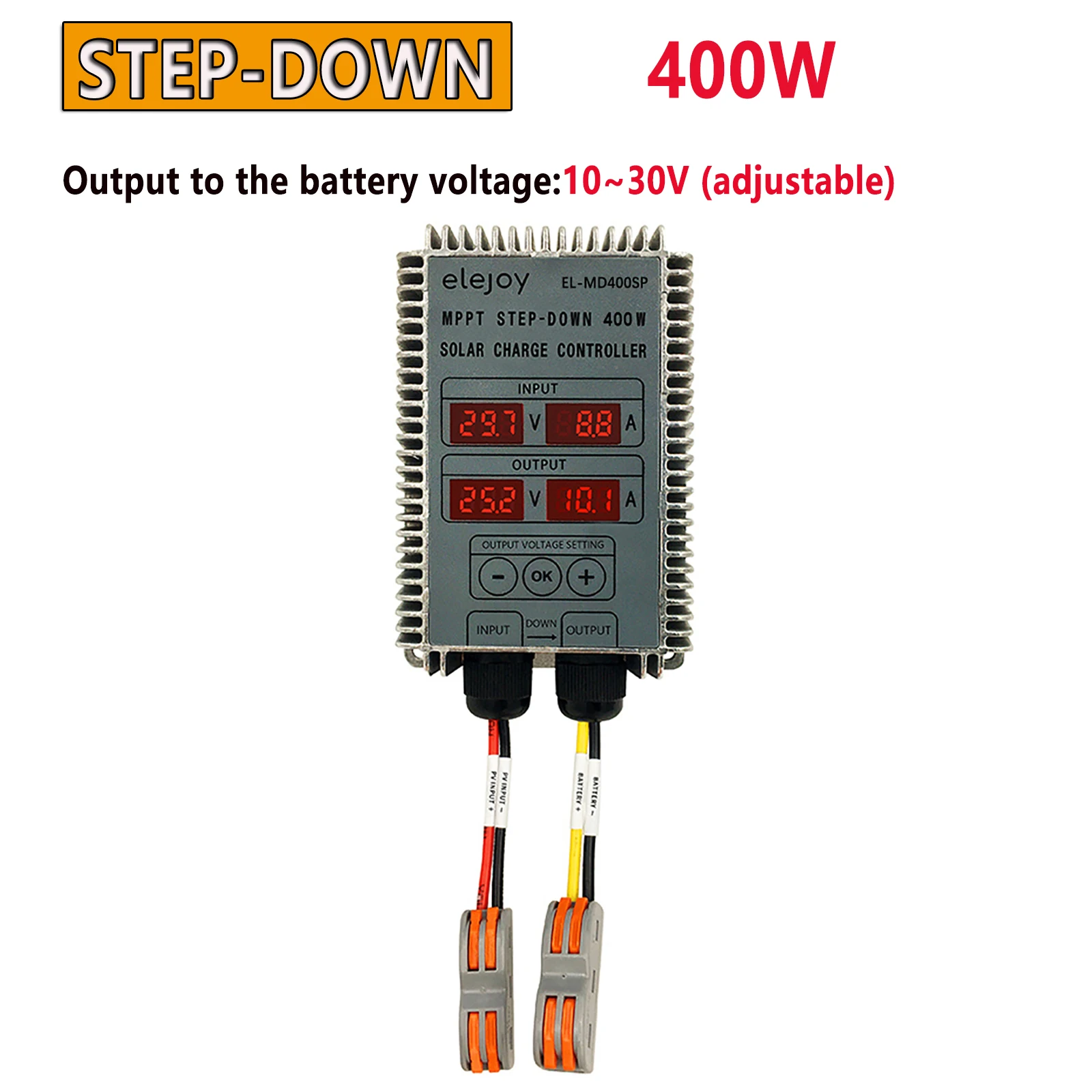 

400W/300W/200W Step Down Solar Battery Recharge Controller Power Supply Real-time Tracking MPPT Meter 10~30V Output Voltage