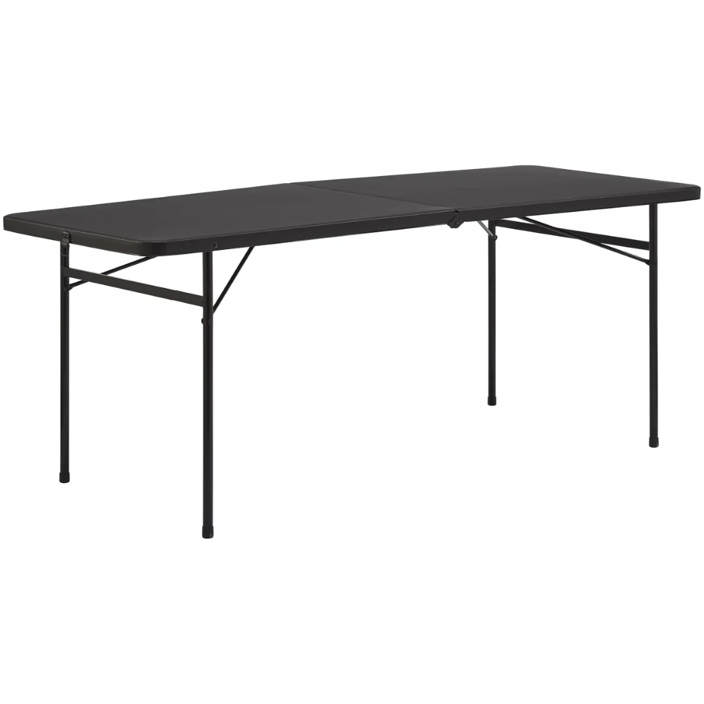 

6 Foot Bi-Fold Plastic Folding Table, Black camping table