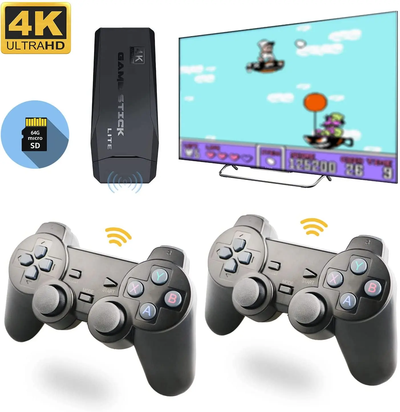 

Новая Ретро видеоконсоль 4K, Игровая приставка 3D 128G со встроенными 40000 играми GD10 2,4G, беспроводной HD выход 40 + симуляторы
