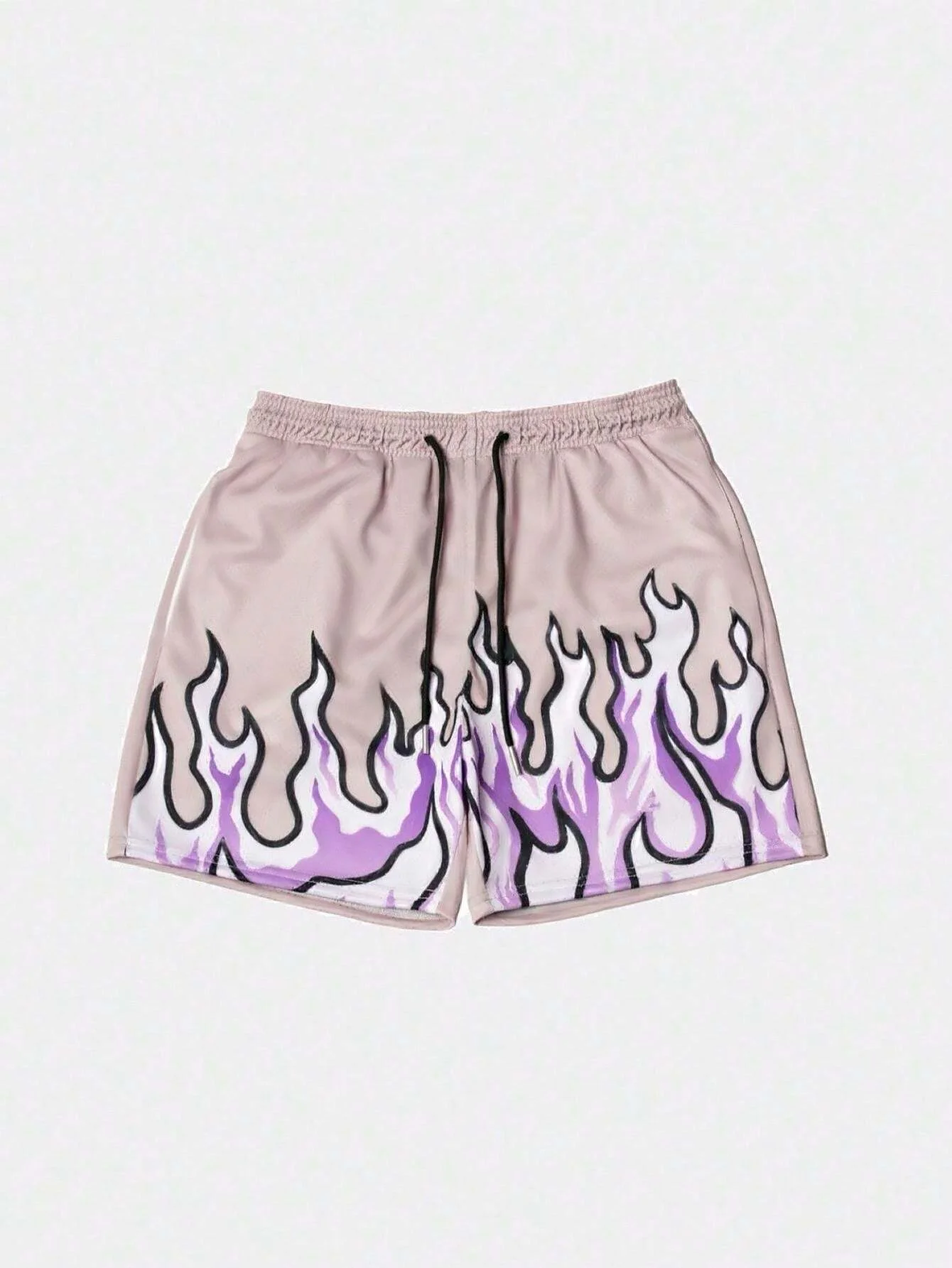 Men's Flame Print Shorts Breathable Mesh Athletic Basketball Shorts Summer Oversized Sport Shorts Drawstring Gym Short Pants 3