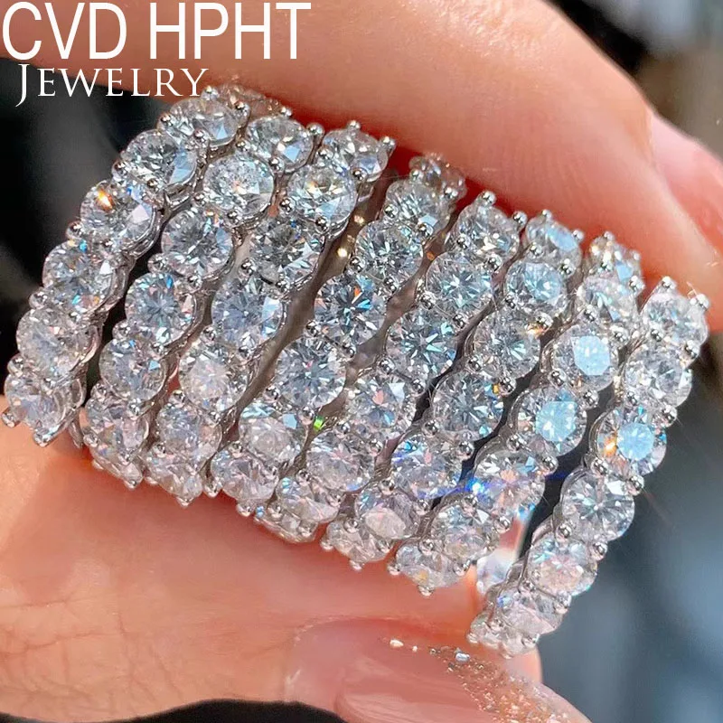 

Au75018k White Gold Real CVD HPHT each use 0.1Ct or 0.2ct D-E VS1 Round Diamond Lab Growm Diamond Ring