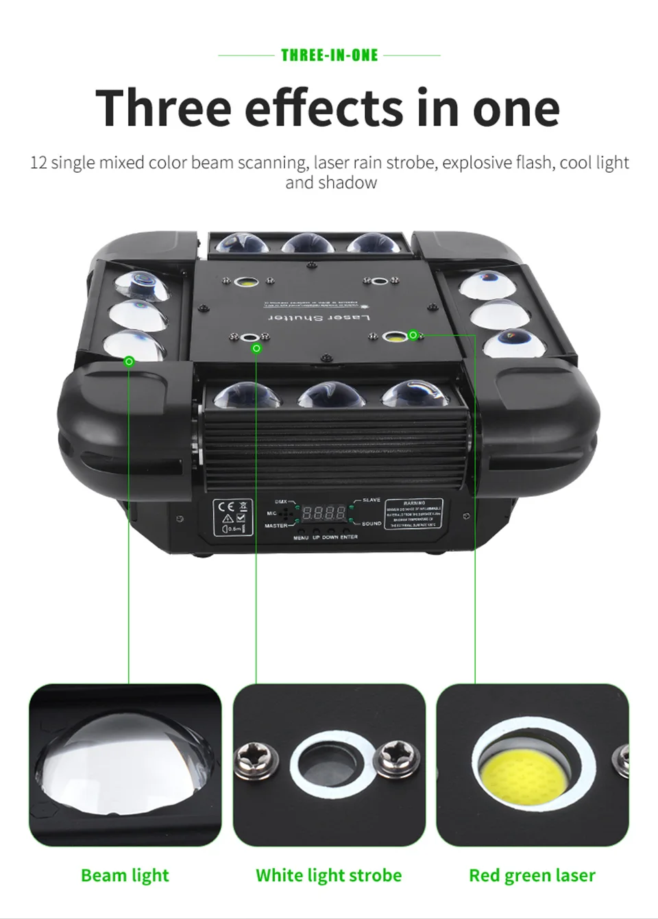 New 12Pcs RGB Spider Laser Light Led Beam Disco Projector Stage Light 3In1 Strob