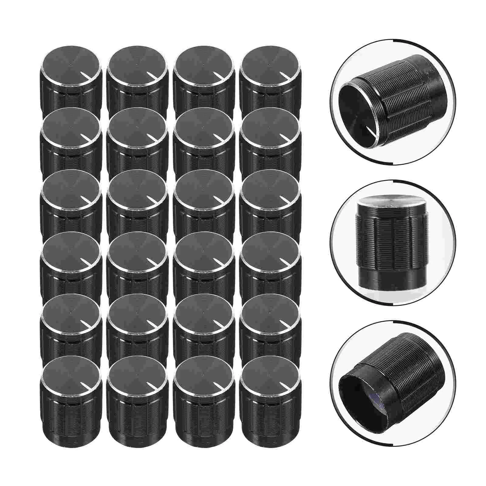 

24 Pcs Potentiometer Knob Insert Shaft Adjustable Metal Audio for Guitar Control Aluminum Alloy Volume Knobs
