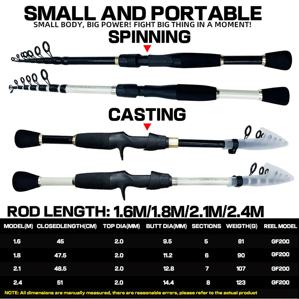 GHOTDA Casting/Spinning Rod and Reel Combo Portable Ultralight Travel Boat Rod Single Rod/Set Strong Fishing Kit Fishing Set fishing pole set,fishing rod and reel combo