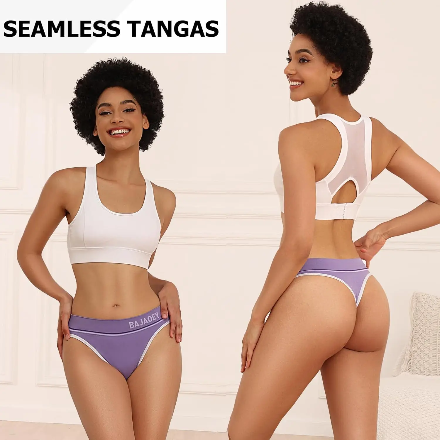 String Thong Women's Underwear Seamless Thongs Sports Waistband Thongs Set Soft Stretch Hipster Seamless Strings Underwear Women