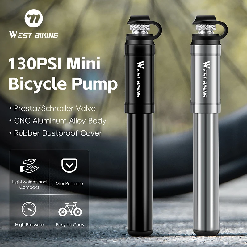 WEST BIKING Portable Mini Bike Pump 130PSI High Pressure Air Pumps