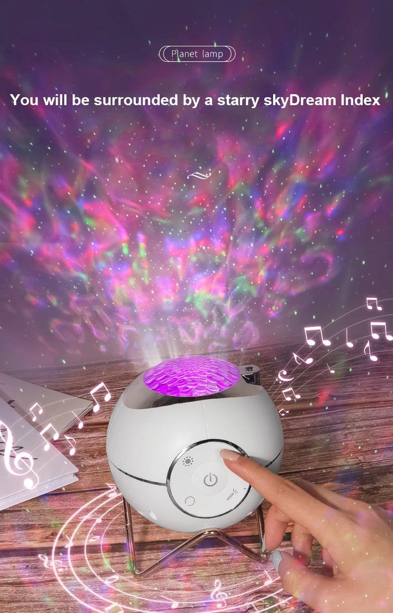 

Northern Light Starry Sky Projection Lamp Night Light Remote Control Laser Water Ripple Projector BT Music Speaker Bedroom Decor