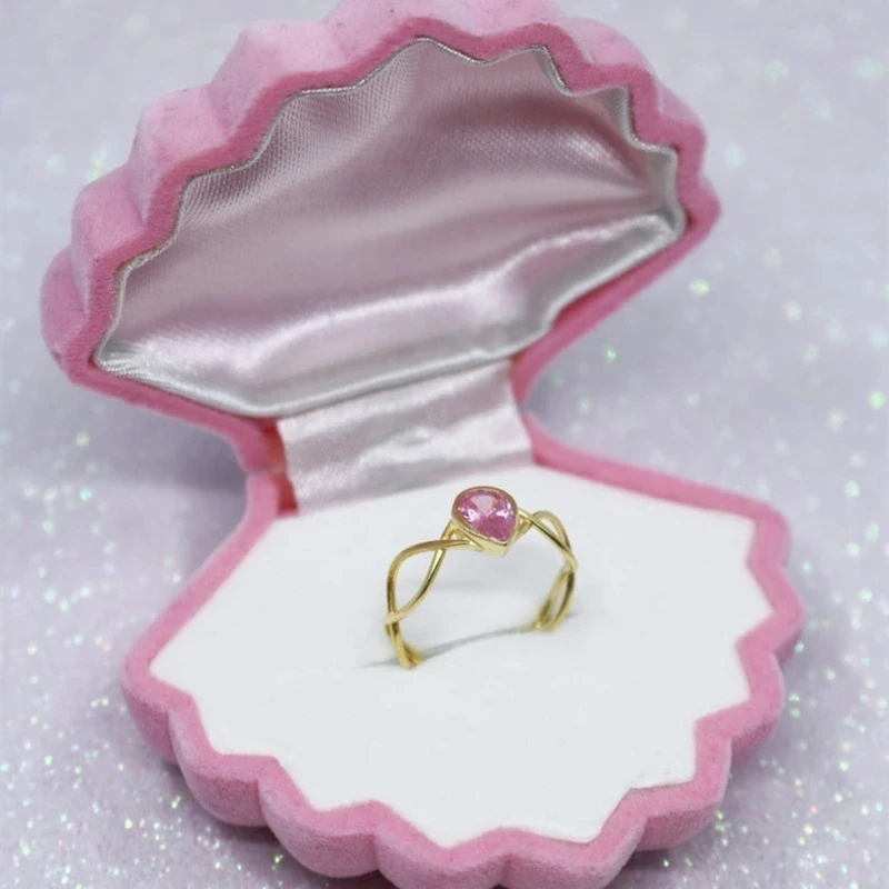 Pink Quartz Princess Ring Swan Ring for Women Fashion Wedding Party Jewelry Gift