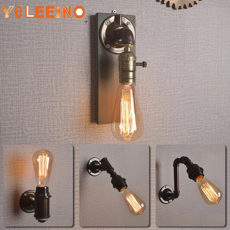 

Industrial Wall Lamp Vintage Iron Rust Plated Water Pipe Lights Fixture E27 Loft Wall Lighting Sconce for Home Restaurant Bar