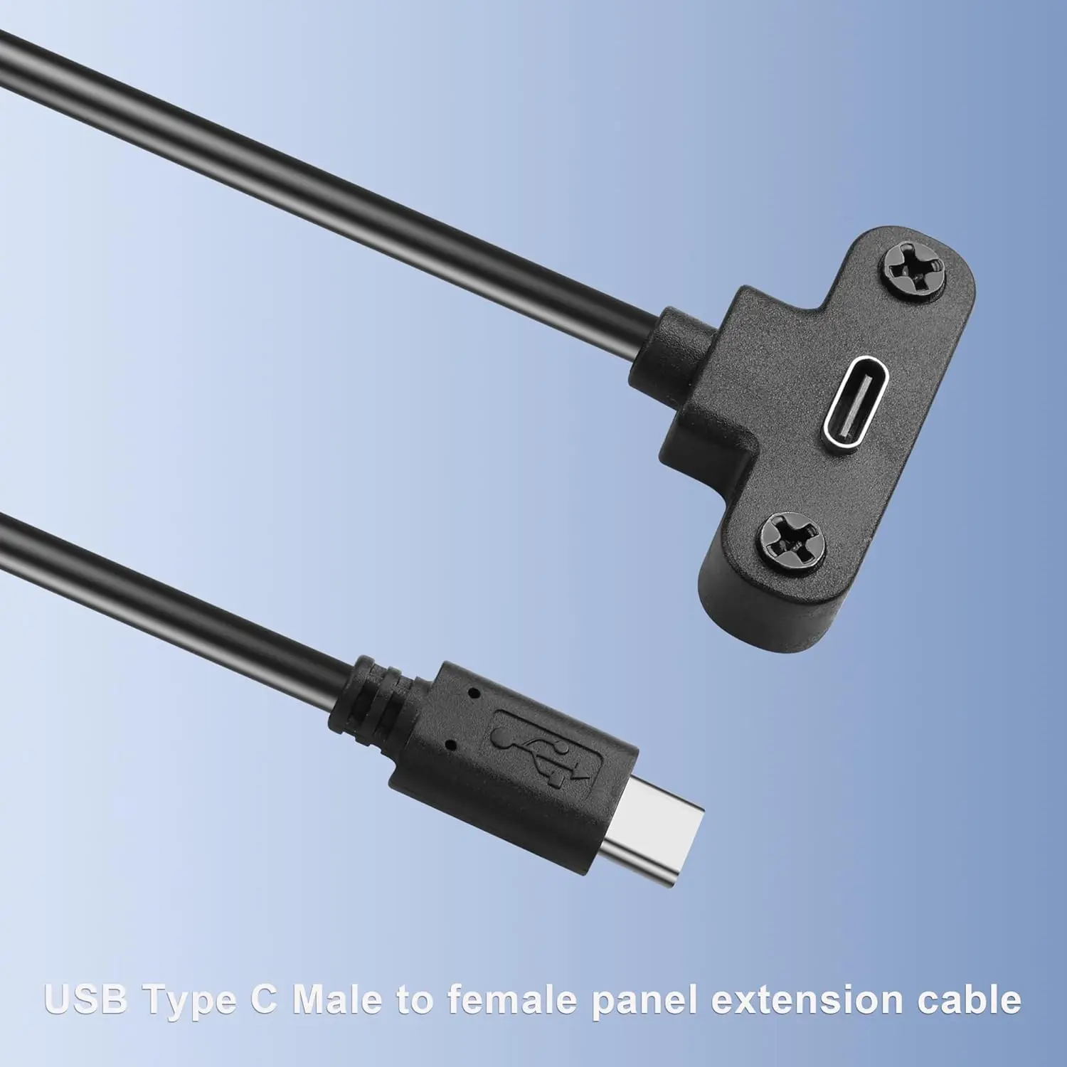 1pc USB 유형 C 남성-여성 90 ° 노트북 태블릿 휴대전화용 각도 패널 장착 나사 커넥터 데이터 전원 충전기 케이블