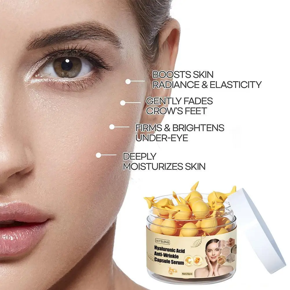 

20Pcs hyaluronic acid Sheep Placenta Hydrating Face Serum Essence Spot Removing Anti-Wrinkle Moisturizing Capsule Skin Care