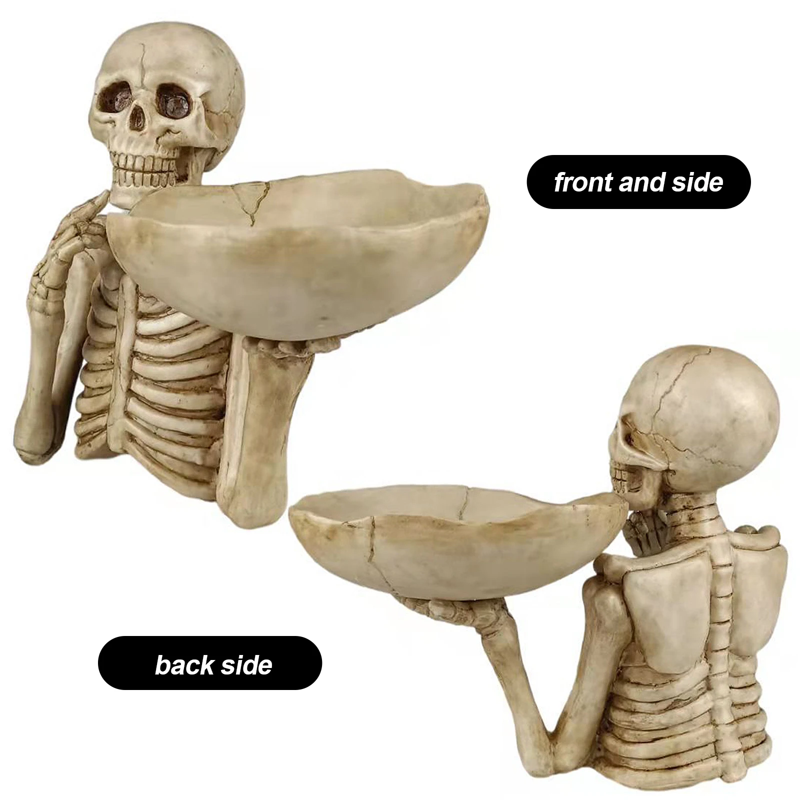 Resin Halloween Skeleton Candy Dish Food Display Bowl