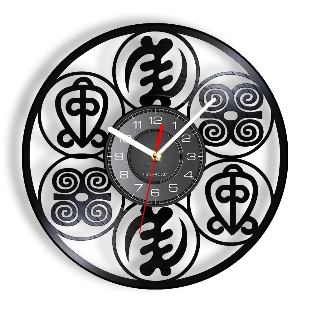 

Настенные часы с виниловой пластиной и символами Ганы Adinkra, украшение для дома в африканском стиле с изображением бога силы любви, винтажные часы