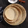 Handwoven Bamboo Storage Tray Fruit Vegetable Bread Food Basket Container Kitchen Storage Baskets Round Food Cake Plate 2