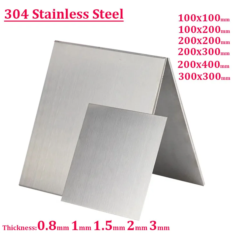 304 Stainless Steel Sheet Plate Thick 1mm 1.5mm 2mm 3mm Various Size Metal  Sheet