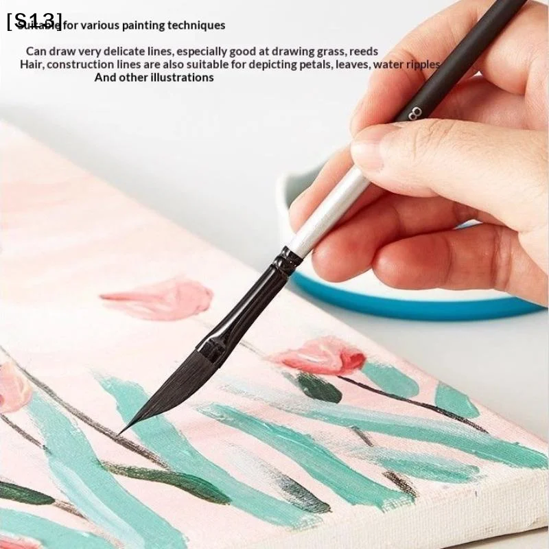 1/4Pcs 손으로 그린 ??드로잉 브러쉬 풀 와이어 페인트 브러쉬 구아슈 나일론 헤어 나이프 모양의 수채화 펜 수채화 펜[S13]