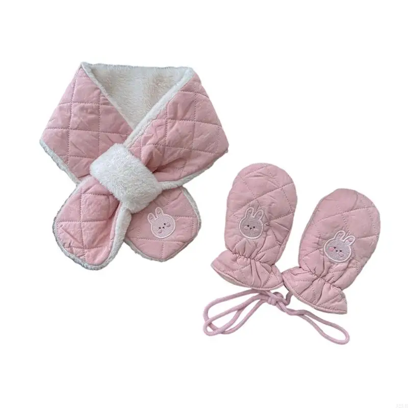2-teiliges Set mit Schal und Fäustlingen für Babys, weiche Baumwolle, Winterzubehör für Kleinkinder von 0 bis 24 Monaten – Detail 4