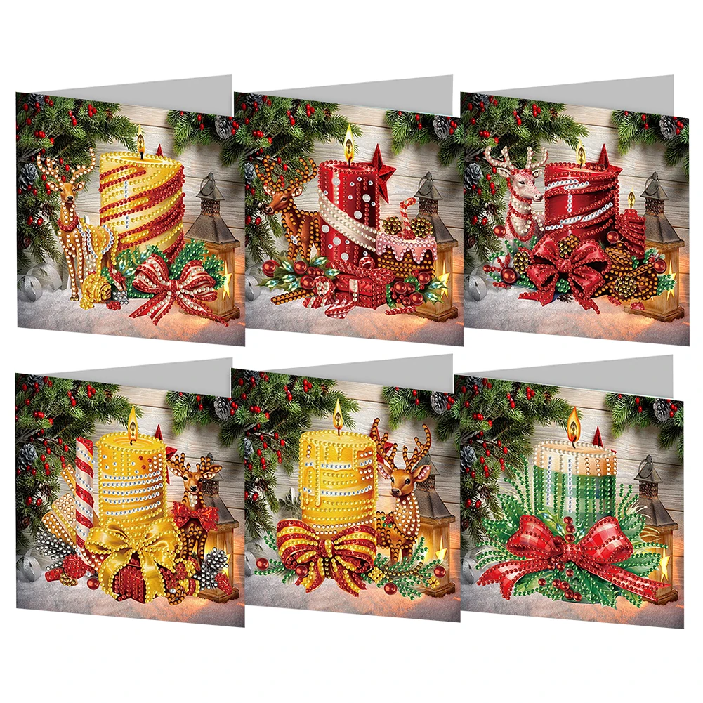 Christmas Cards 6/12PCS Snowman DIY Diamond Painting Card 5D Diamond Embroidery Mosaic Set Greeting Thank You Card diamond painting painting set