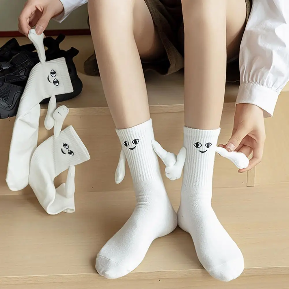 

Носки ручной работы, милые носки с улыбающимся лицом, Нескользящие толстые носки средней длины, забавные подарки для пар, очаровательные связывающие носки, высокие