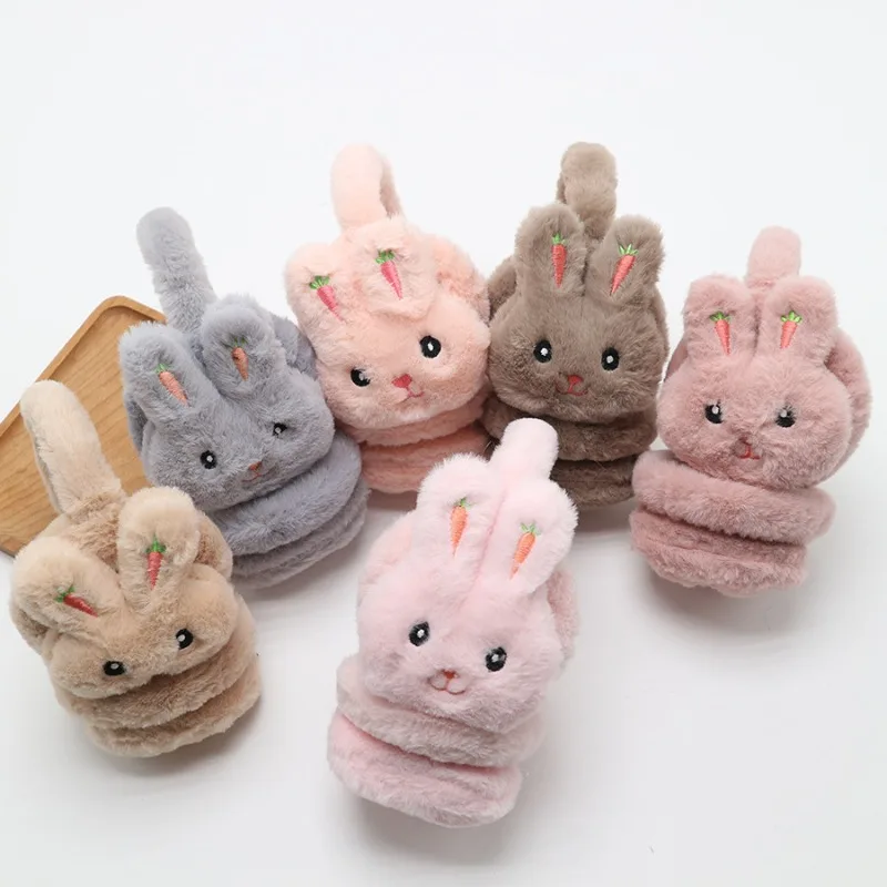 Cartoon Rabbit Winter Warm Earmuffs for Children Girls Plush Thick Soft Ear Cover Ear Protection Warmth Muffs for Women Kids