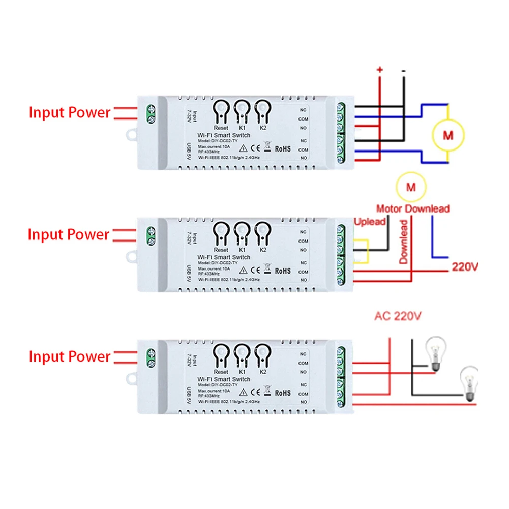 와이파이 스마트 릴레이 스위치 모듈, 스마트 라이프 앱 리모컨 스위치, 알렉사 구글 홈 RF 433MHZ 작동, 7-32V, 85-265V