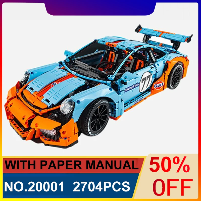 

New KingBlocks 20001 Compatible 42056 Orange Super Car Model Building Blocks Bricks Puzzle Toy Car For Boy Gifts