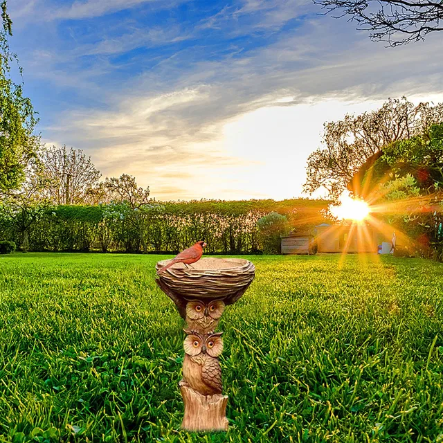 Kerti Dekoráció Kültéri Gyanta Madárfürdő Polirizin Antik Otthoni Udvari Madarak Víz Szökőkút - Image 4
