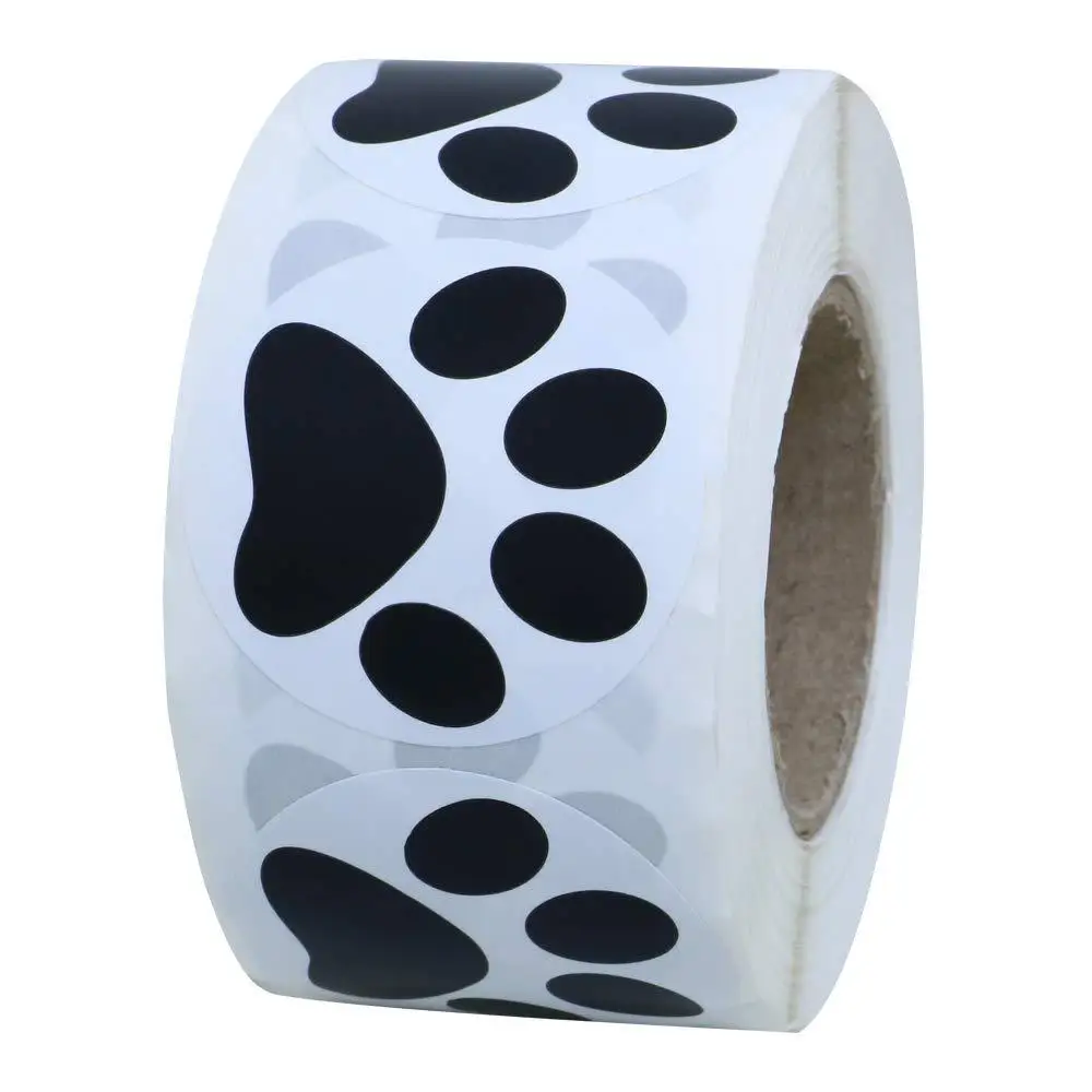 50-500pcs 1Inch Gift Packing Black Paw Print Sticker Dog cat Labels for laptop reward sticker stationery teacher student | Канцтовары