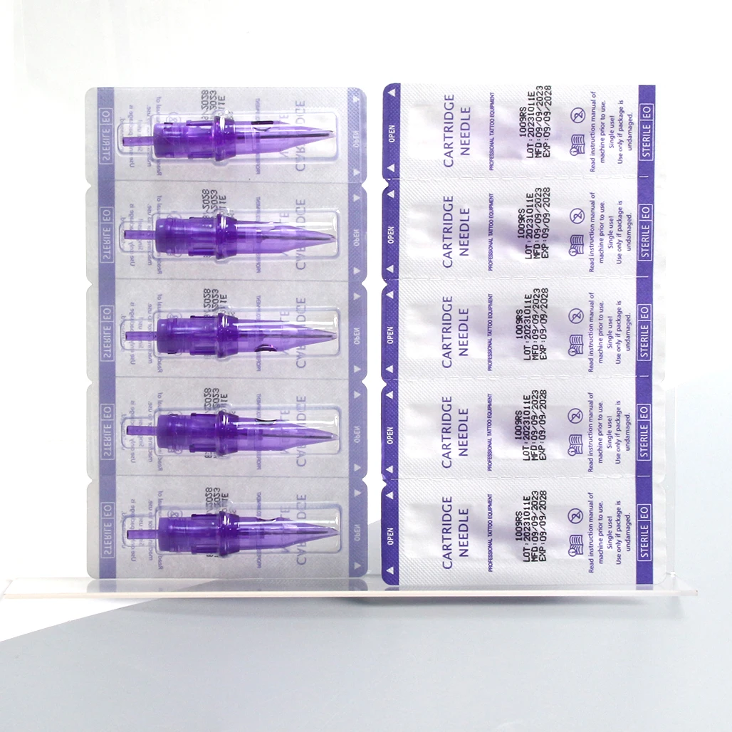 50/100/200pcs Disposable Tattoo Cartridges Needle RL RS RM M1 Purple Permanent Eyebrow Lip Makeup Needles For Tattoo Machine Pen 5