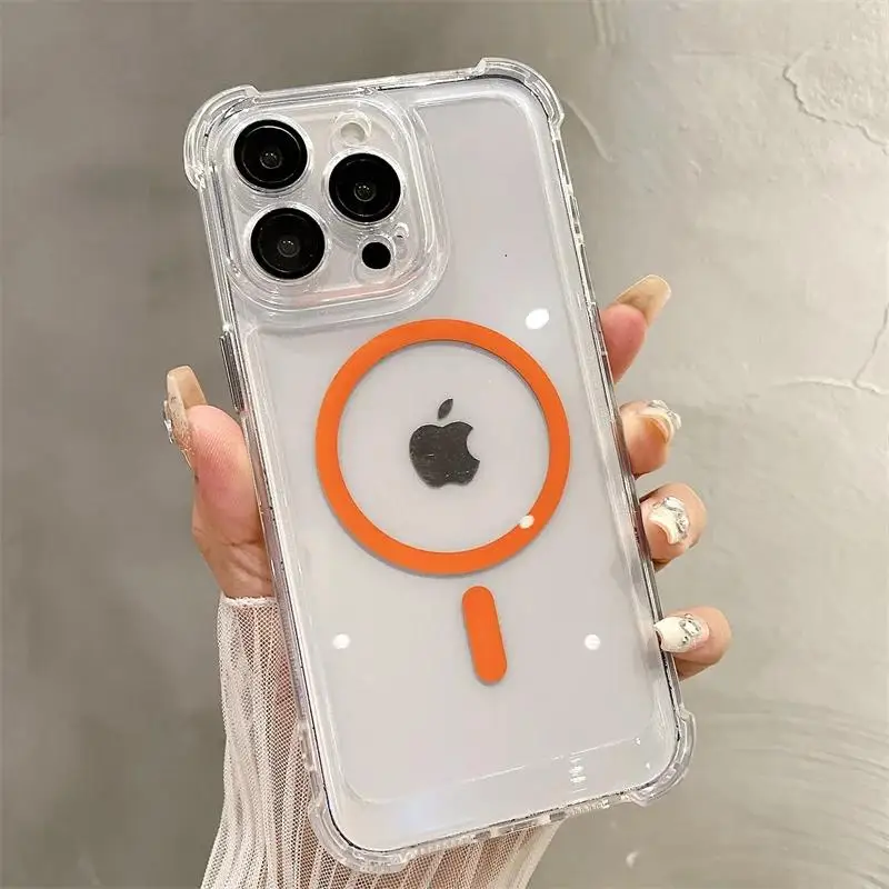 Fashion Simple Color Magnetic Shockproof Case For iPhone 11 12 13 15 16 Plus 14 ProMax Silicone Soft Wireless Charging Cover Men
