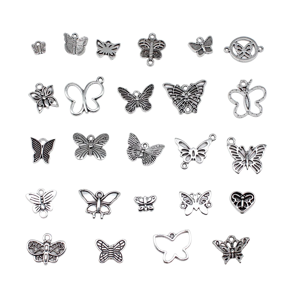 20pcs Charms Butterfly Antique Silver Color Pendants DIY Crafts Making Findings Handmade Tibetan Jewelry
