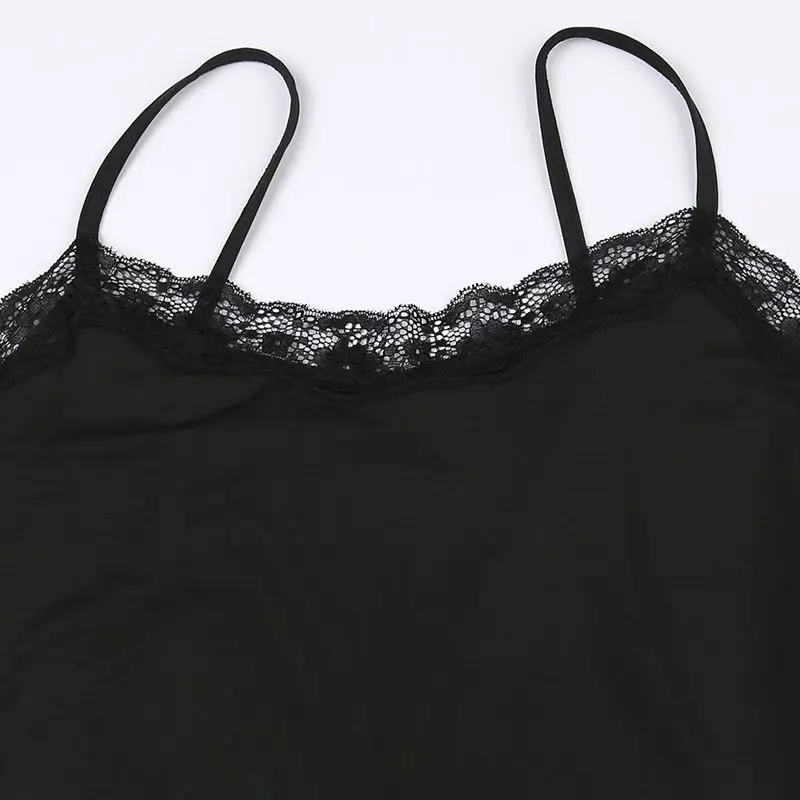 Summer Women's Clothing Sleeveless Lace Camisole Slash Neck Patchwork Solid Color Sexy Jumpsuits Commute Streetwear Rompers