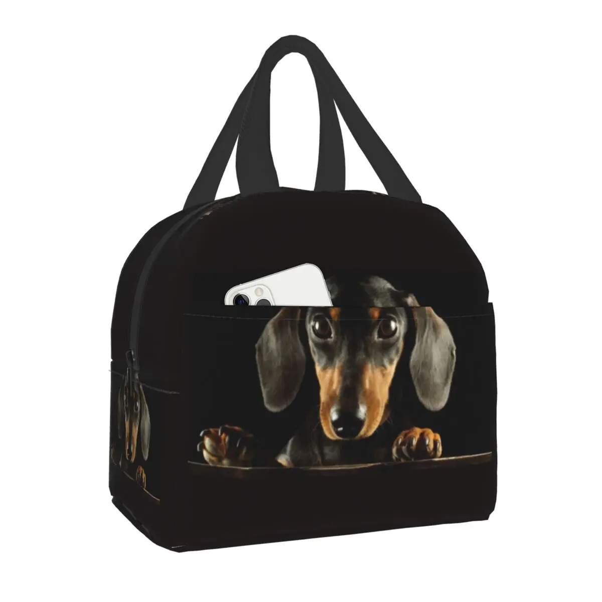 

Dachshund Insulated Lunch Tote Bag Portable Thermal Cooler Food Bento Box for Work School Travel Sausage Wiener Dog Lunch Bags