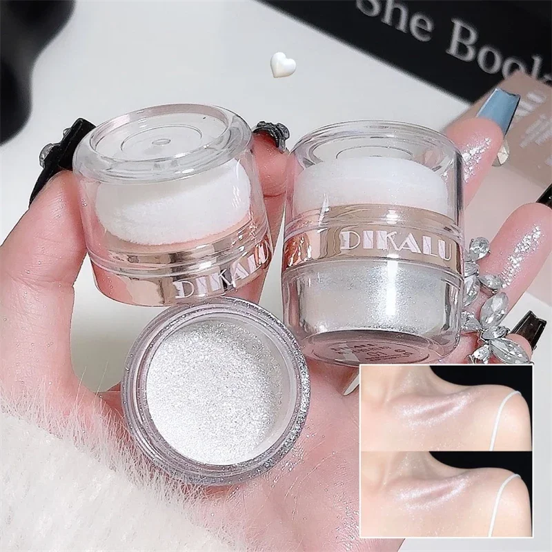 Glitter Powder Highlighter Patting Moonlight White Body Shiny Highlighter Natural Three-dimensional Brighten Face Contour Makeup 6