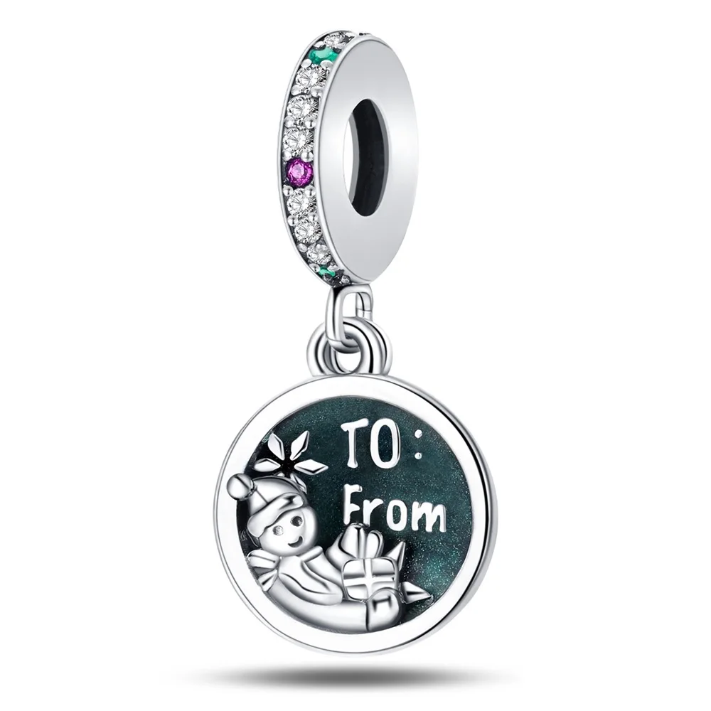

Creative 925 Sterling Silver Snowman Snowflake Double Charm Fit Pandora Bracelet Women's Winter Daily Jewelry Accessories